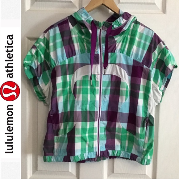 Rare Lululemon Run With It Plaid vest hoodie - Picture 1 of 7